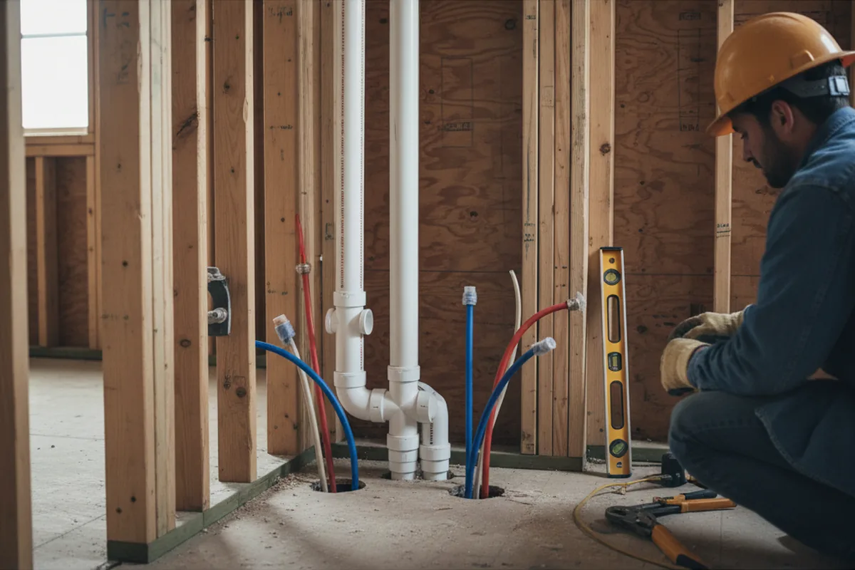 Drain and supply rough-in during Drain Cleaning in Jackson